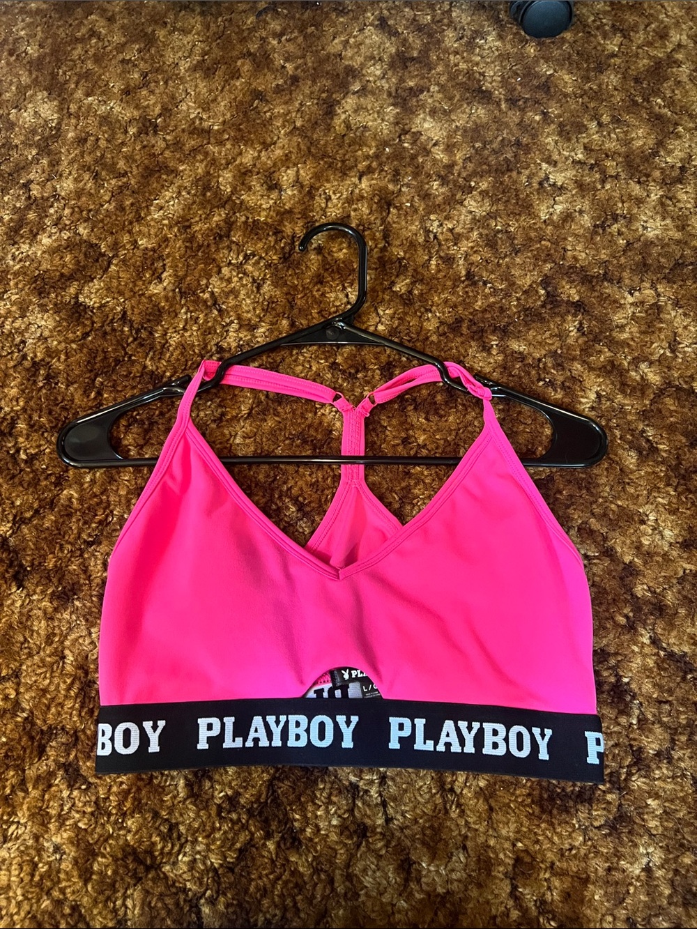 PLAYBOY Neon Pink Logo Band Bralette